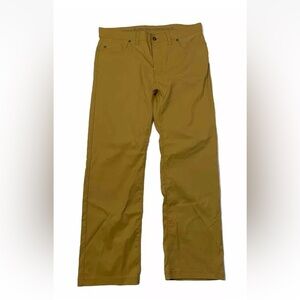 Prana Slim Fit Nylon Trousers Yellow Gold Pants Men Size 38x32 *EUC*